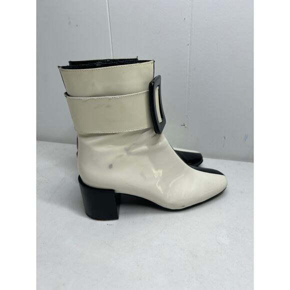 Jeffrey Campbell Godard Colorblock Buckle Boot in Black/White Patent Leather 6 - Picture 3 of 8